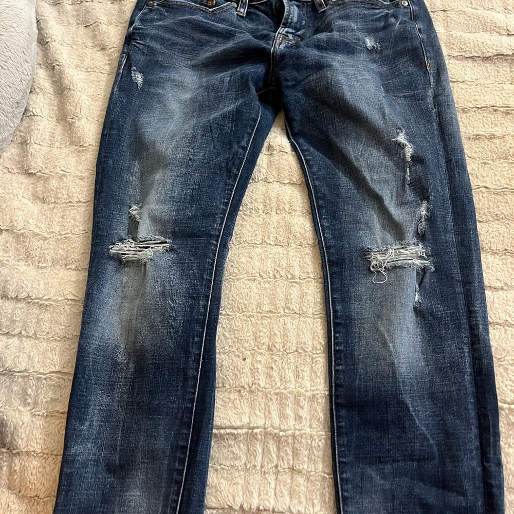 American Eagle Outfitters Blue Slim Jeans with Distressed Details